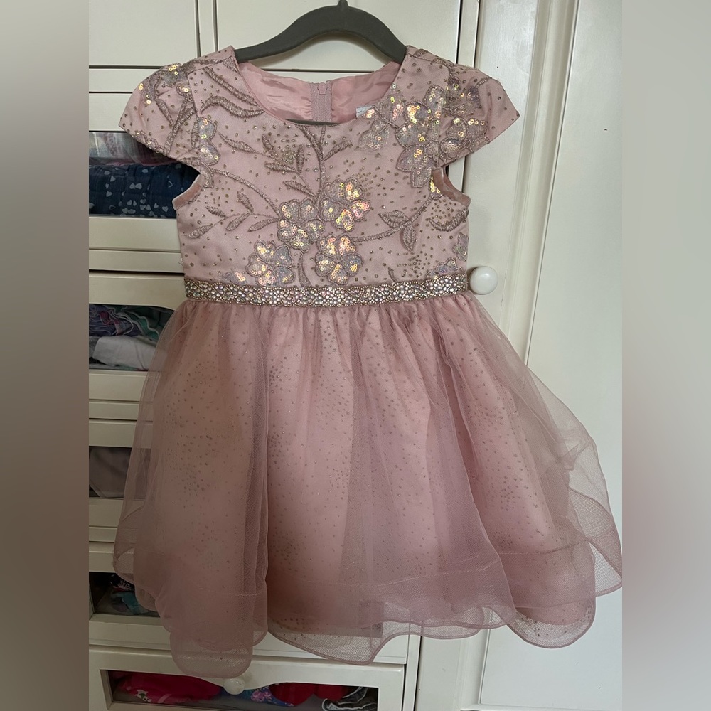 Beautiful, fun, sparkly, twirly dusty pink dress 4T